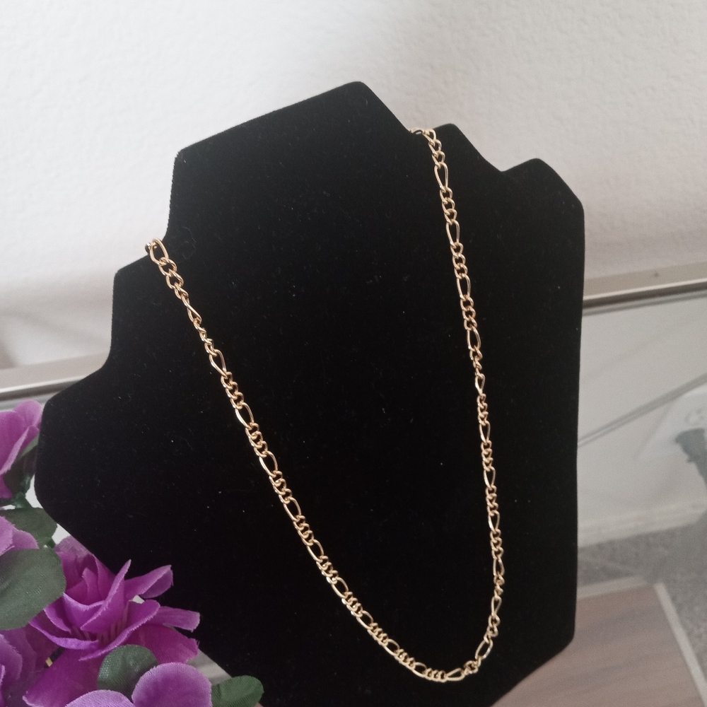 Gennaro Classic Gold Tone Link Chain Necklace Figaro - Picture 2 of 5